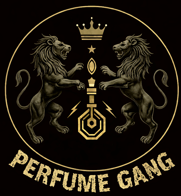 Lions and crown with perfume symbol